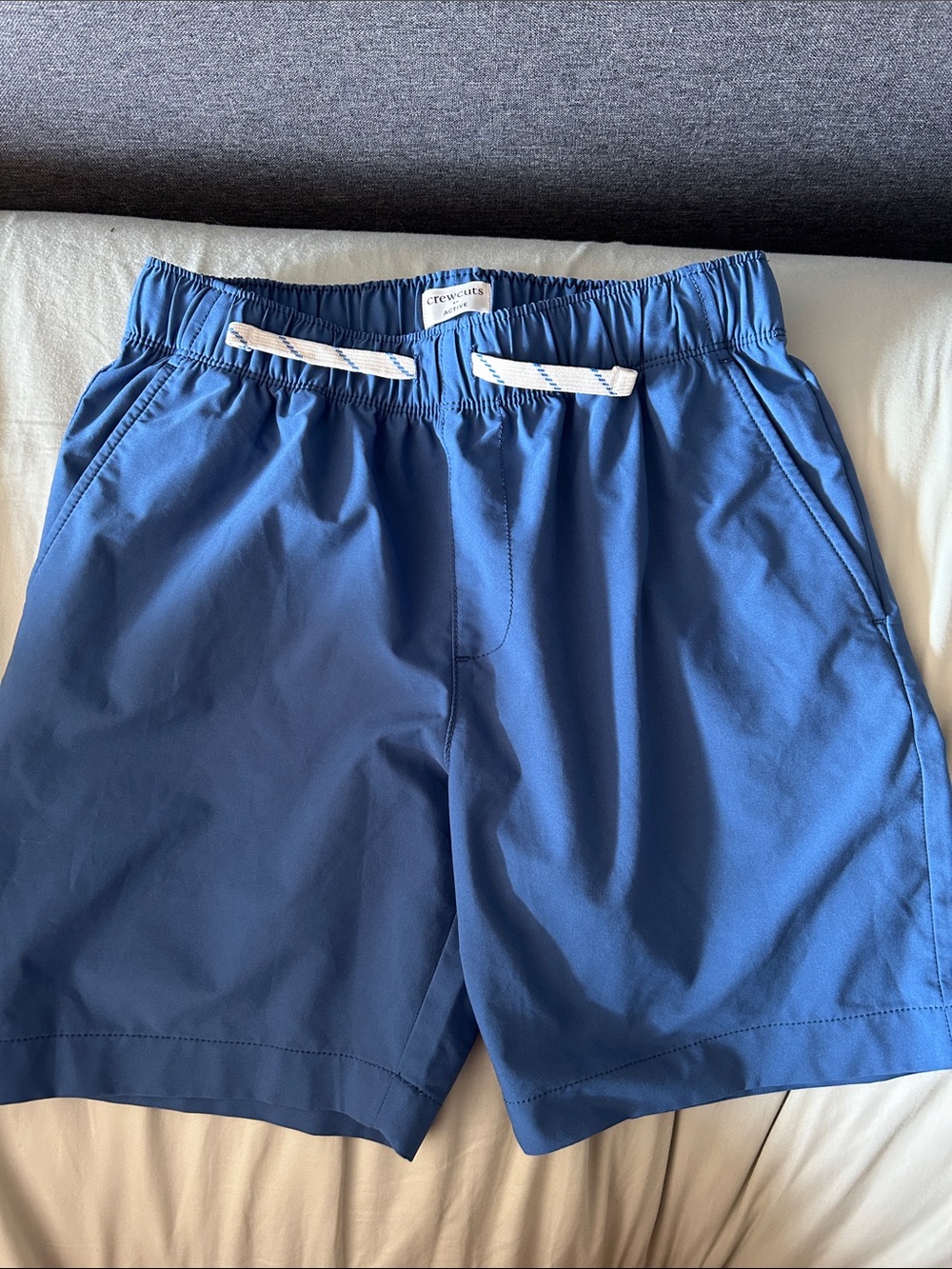 J Crew Crewcuts Boys Solid Blue Elastic-Waist Active shorts, size 12